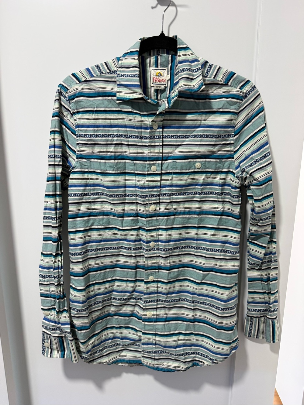 Pendleton Striped Shirt in Teal, Blue & Navy
